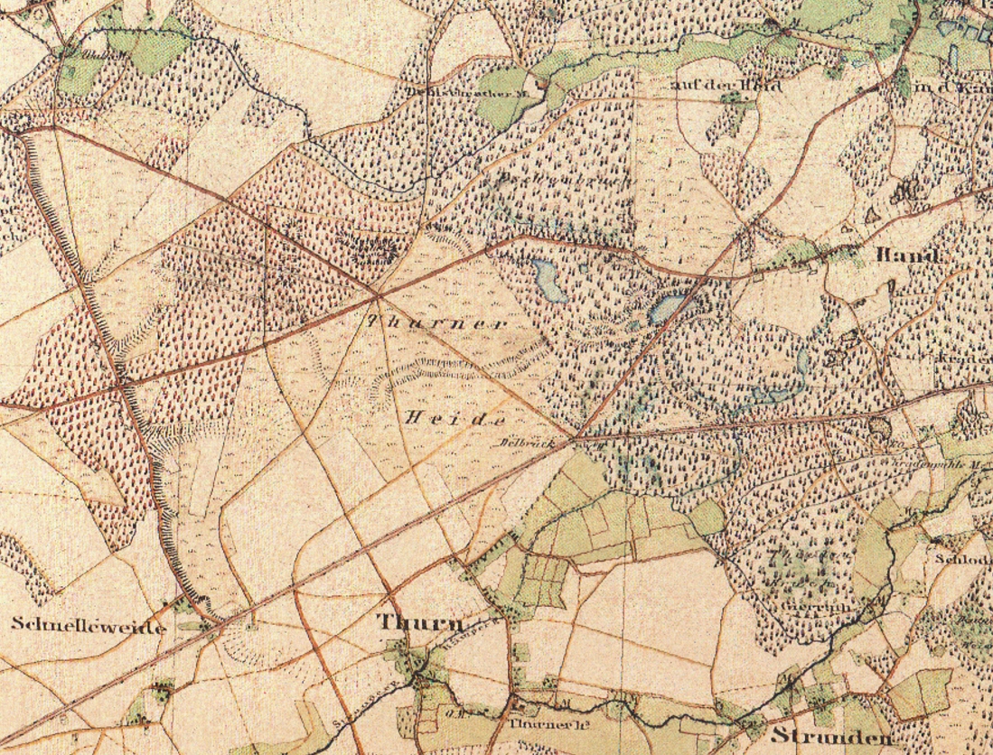 Dellbrücker Heide und Thielenbruch Mitte des 19. Jahrhunderts