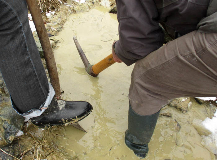 Ehrenamtlicher Einsatz für die Unken, kurz über der Frostgrenze