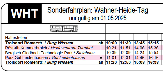 Fahrplan Shuttle-Bus 1. Mai